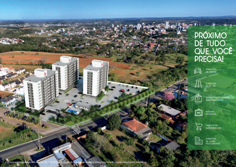 GRAVATAÍ – CADIZ – APARTAMENTO NA PLANTA COM 2 DORMITÓRIOS