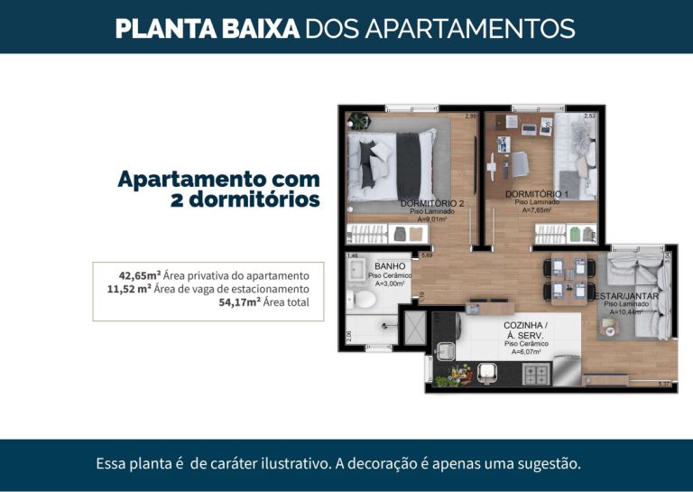 NOVO HAMBURGO – CANUDOS – APARTAMENTO NA PLANTA COM 2 DORMITÓRIOS